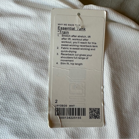 Lululemon white essential train tank NWT - Picture 9 of 10